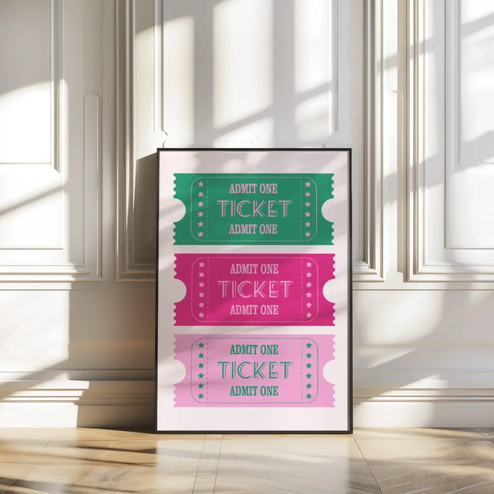 Retro Theatre Ticket Art Print, Preppy Decor - Image 2