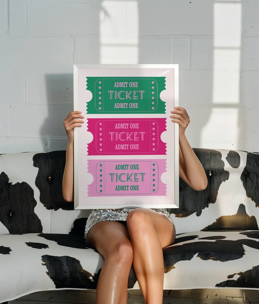 Retro Theatre Ticket Art Print, Preppy Decor - Image 3