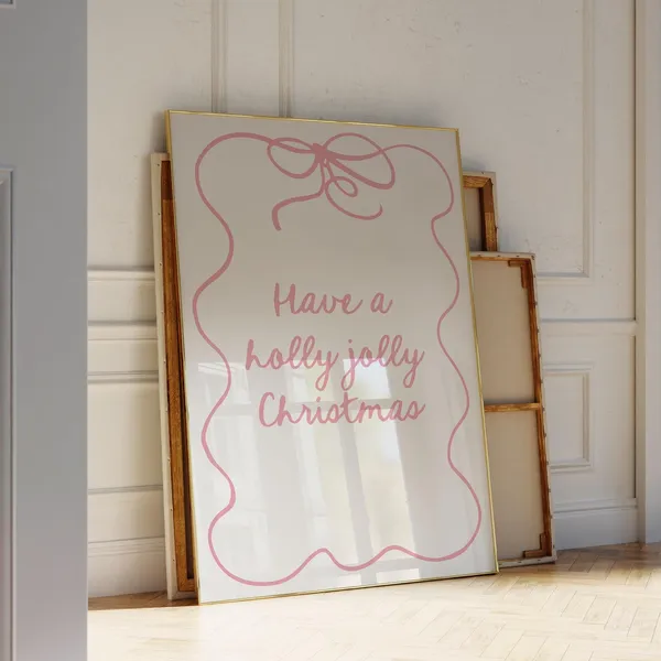 Holly Jolly Christmas Coquette Holiday Bow Art Print