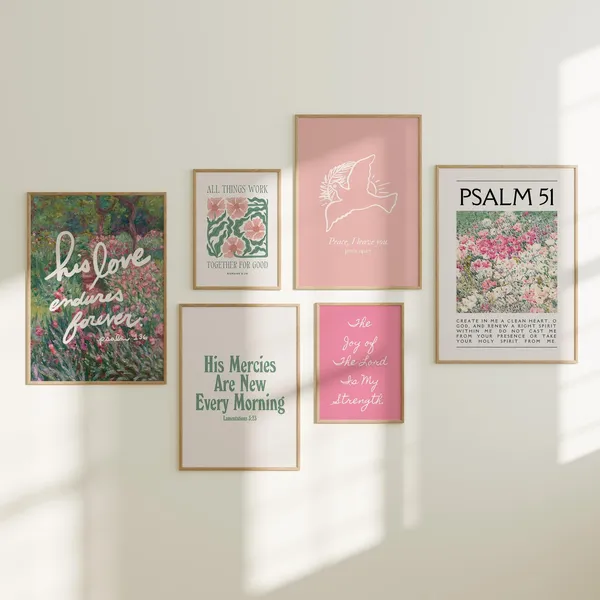 Christian Bible Verse Gallery Wall Set, Trendy Apartment Decor