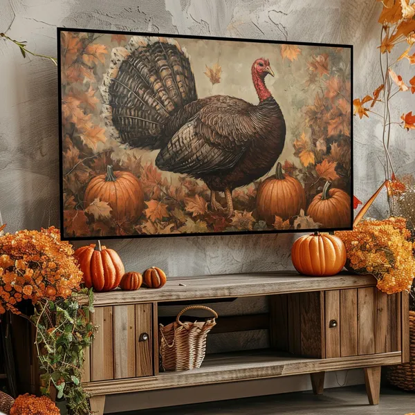 Thanksgiving Turkey Art Print, Rustic Fall Decor