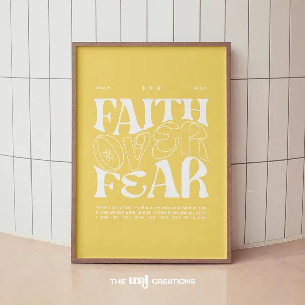 Faith Over Fear Christian Bible Verse Art Print