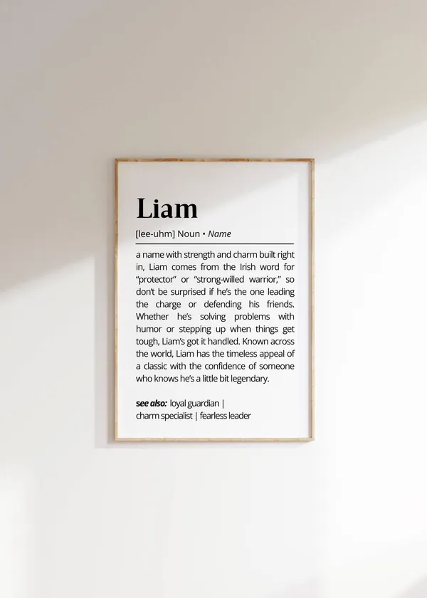 Liam Name Definition Nursery Decor Art Print