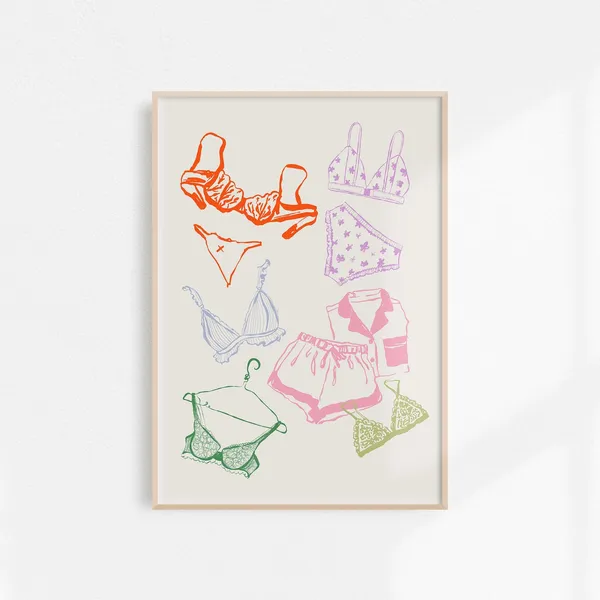 Coquette Laundry Poster, Girly Apartment Decor