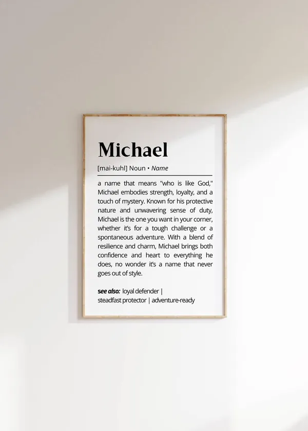 Michael Name Meaning Typography Nursery Art Print