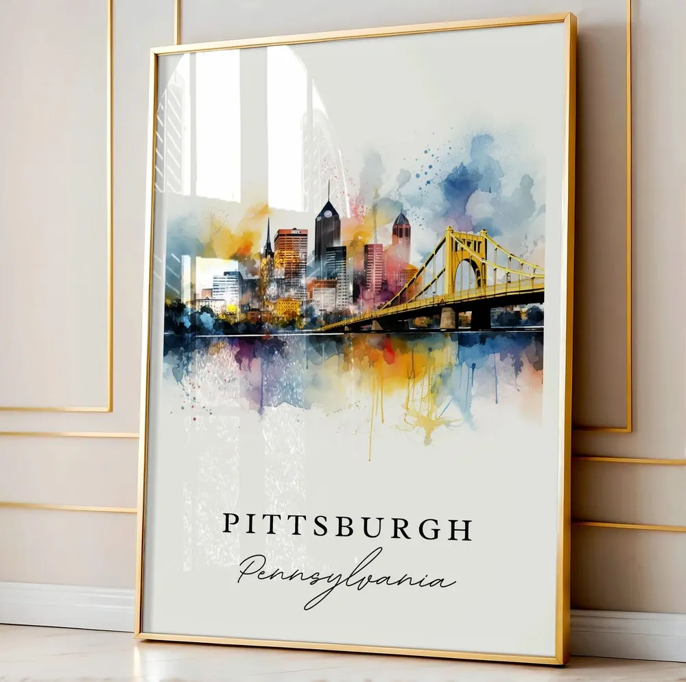 Pittsburgh, PA Travel Poster, Personalized Text - Image 4