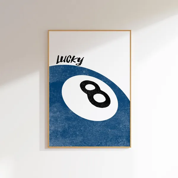 Eight Ball Print, Navy Blue Y2K Poster