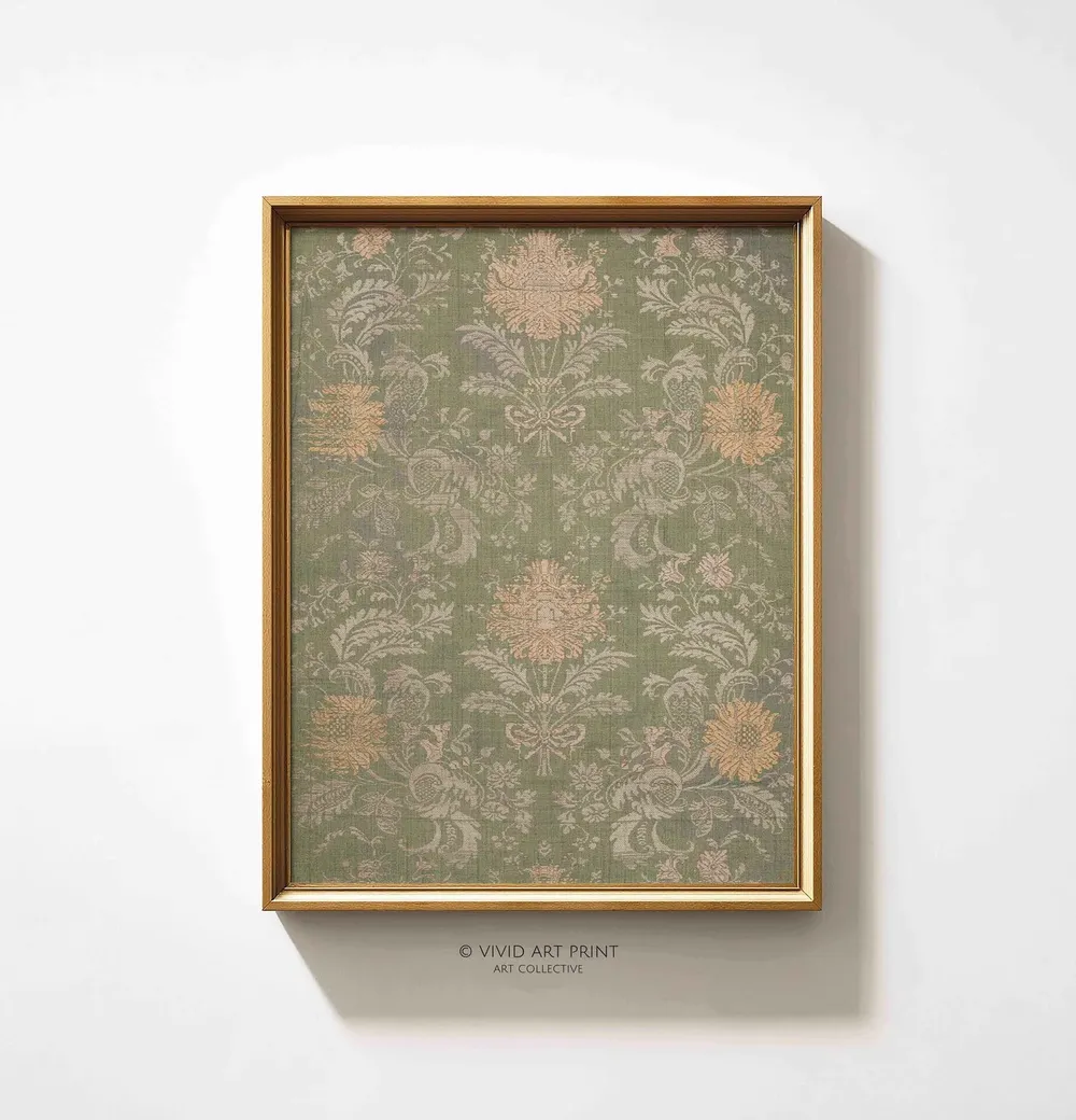 Vintage Baroque Damask Floral Tapestry Art Print