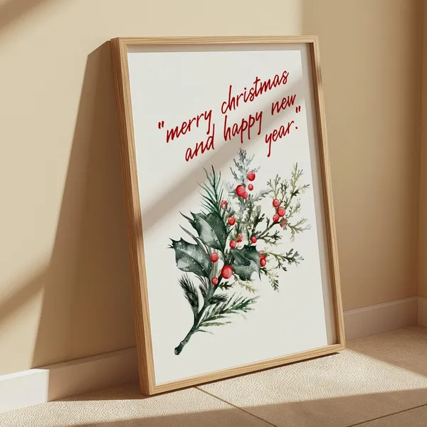 Merry Christmas And Happy New Year Art Print