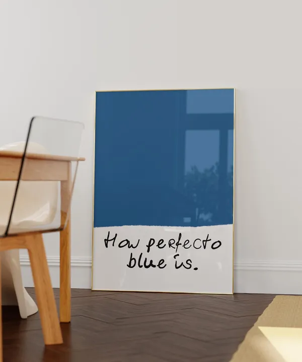 Abstract Blue Hand Drawn Typography Art Print