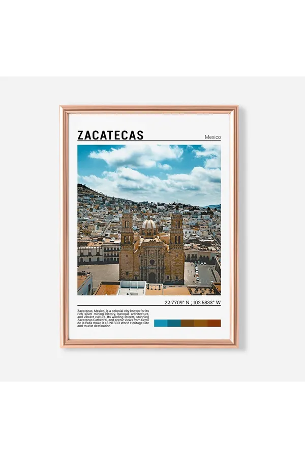 Zacatecas Mexico Travel Poster, Cultural Wall Art