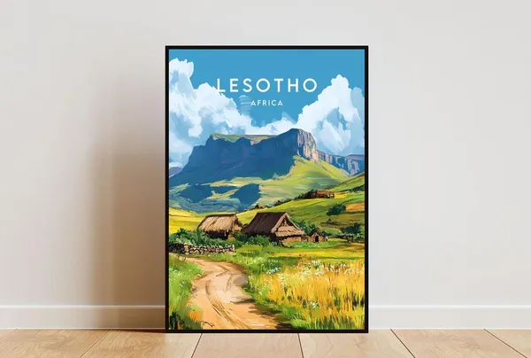 Lesotho Travel Poster, Africa Wall Art Print