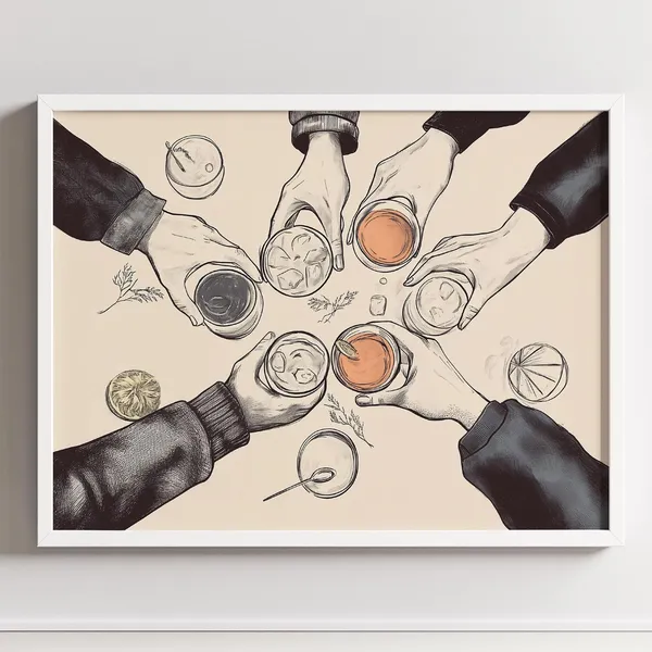 Cheers Print, Trendy Bar Cart Wall Decor