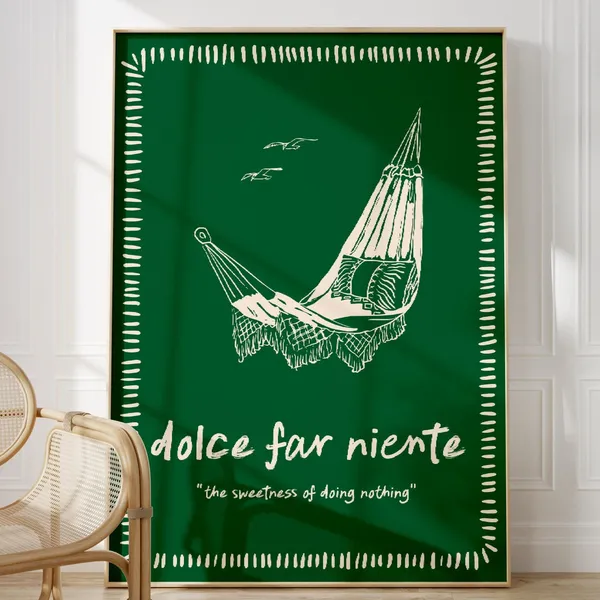 Dolce Far Niente Green Wall Art Print