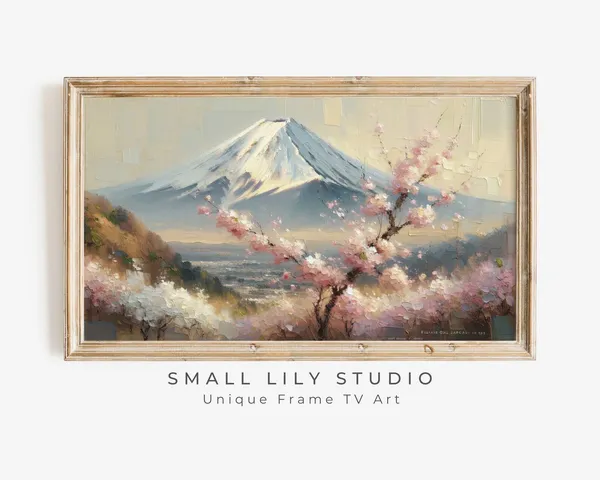 Mt Fuji Spring in Japan Art Print, Seasonal Landscape