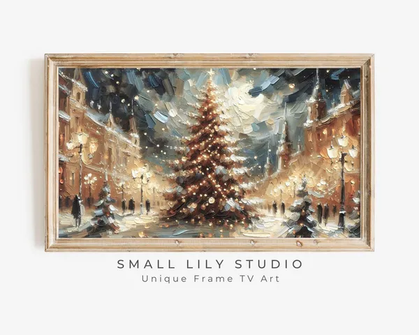 Vintage Christmas Tree In Town Square Art Print