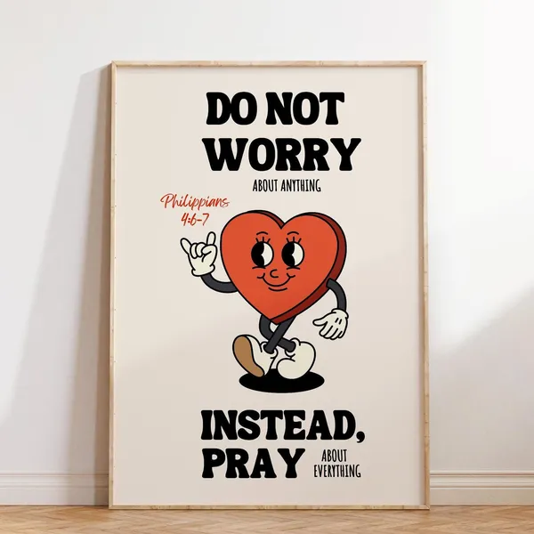 Philippians 4:6-7 Retro Bible Verse Art Print