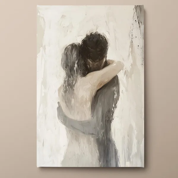 Hugging Couple Art Print, Love and Togetherness
