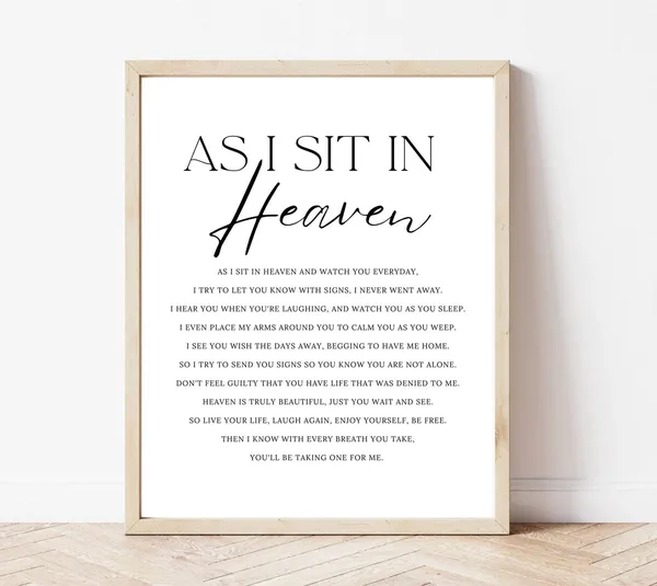 As I Sit In Heaven Christian Poem Art Print