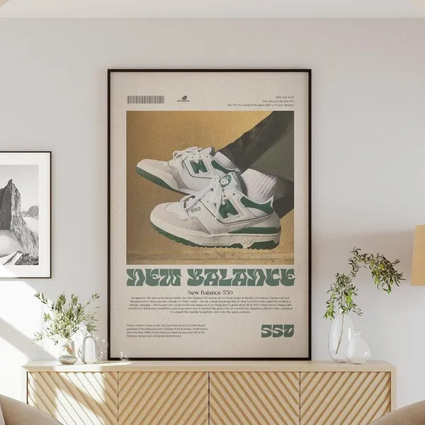 New Balance 550 Custom Poster, Sneaker Wall Decor