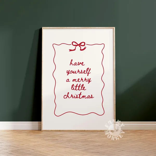 Merry Christmas Minimalist Holiday Art Print