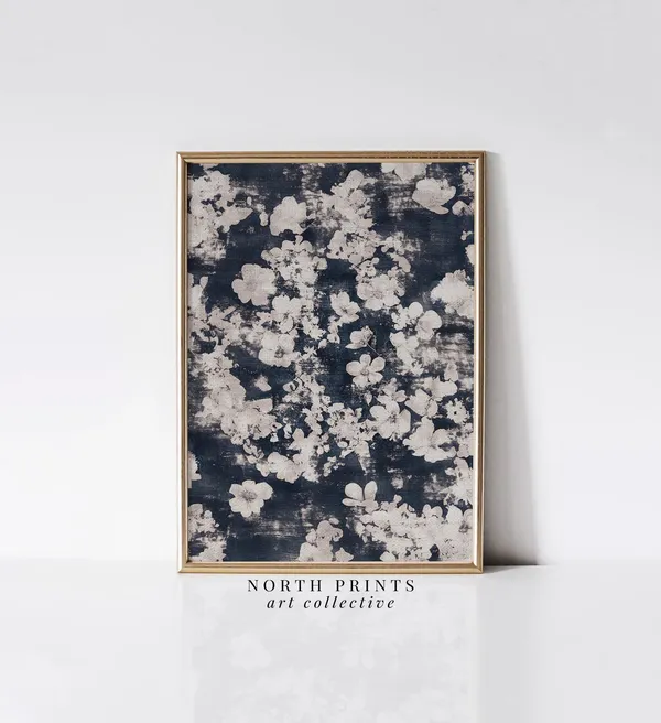 Abstract Botanical Pattern Art Print, Modern Floral