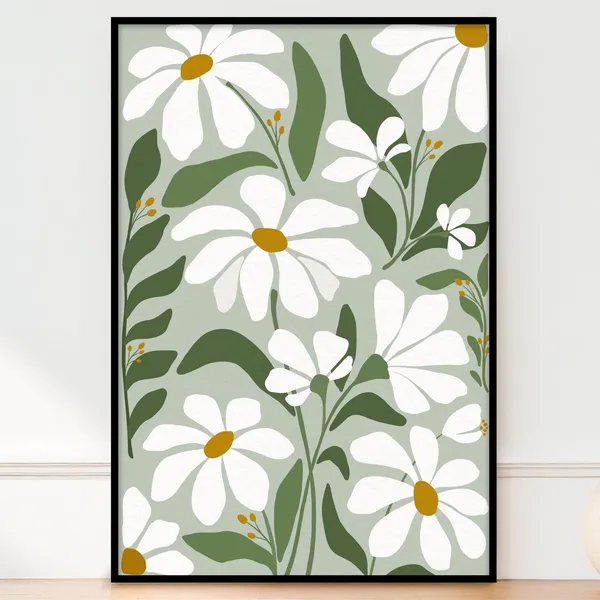 Sage Green Botanical Illustration, Modern Boho Art Print