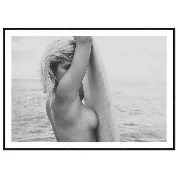 Surf Girl With Surfboard, Coastal Beach Art Print