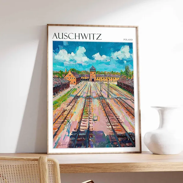 Auschwitz Travel Poster, Poland Wall Art Print