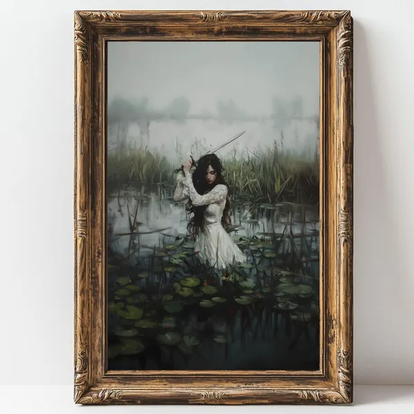 Victorian Woman With Sword Dark Art Print