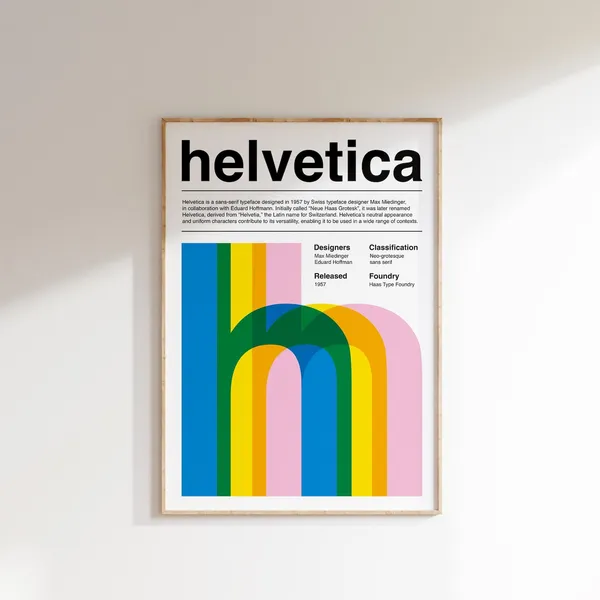 Helvetica Typeface Poster, Typographic Art Print
