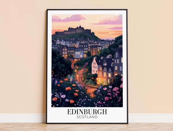 Edinburgh Scotland Travel Poster, Home Decor
