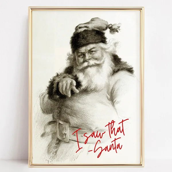 Vintage Santa Claus Christmas Poster Print