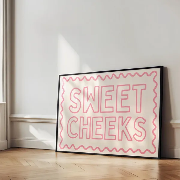 Sweet Checks Funny Pink Preppy Bathroom Art Print
