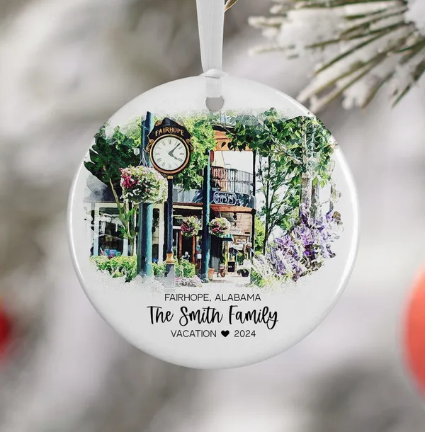 Fairhope Alabama Watercolor Travel Souvenir Art Print