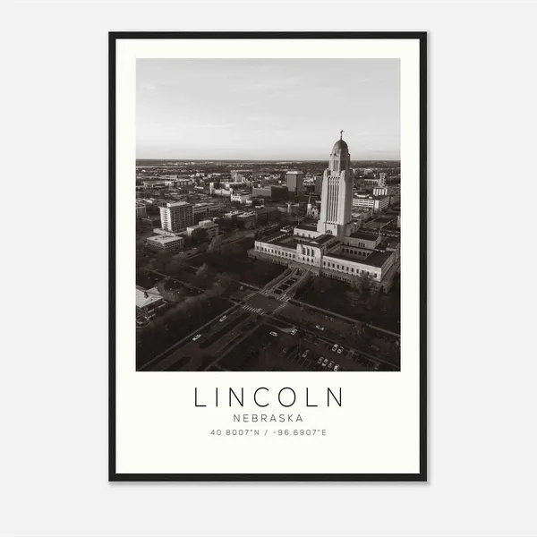 Lincoln Nebraska Minimalist Travel Poster, Travel Print