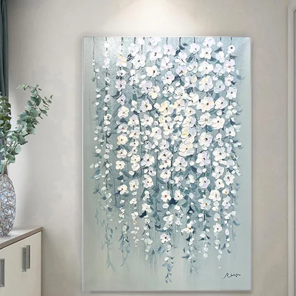 Abstract Flower Acrylic Wall Art Print, Blue Beige