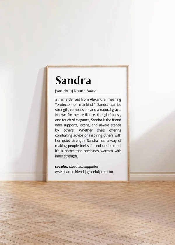 Sandra Name Definition Personalized Name Art Print