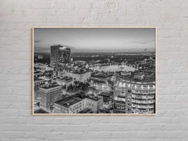 Black And White Orlando Travel Poster, Florida