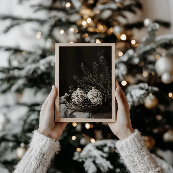 Rustic Ornament Print, Vintage Christmas Wall Art