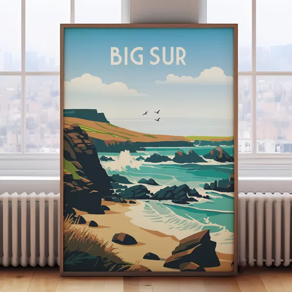 Big Sur Vintage Travel Poster, California Art Print