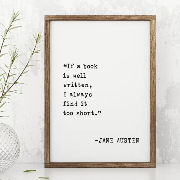 Jane Austen Quote Art, Book Lovers Quote Print