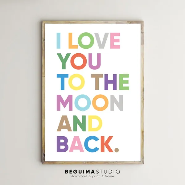 Love You to the Moon and Back Nursery Art Print