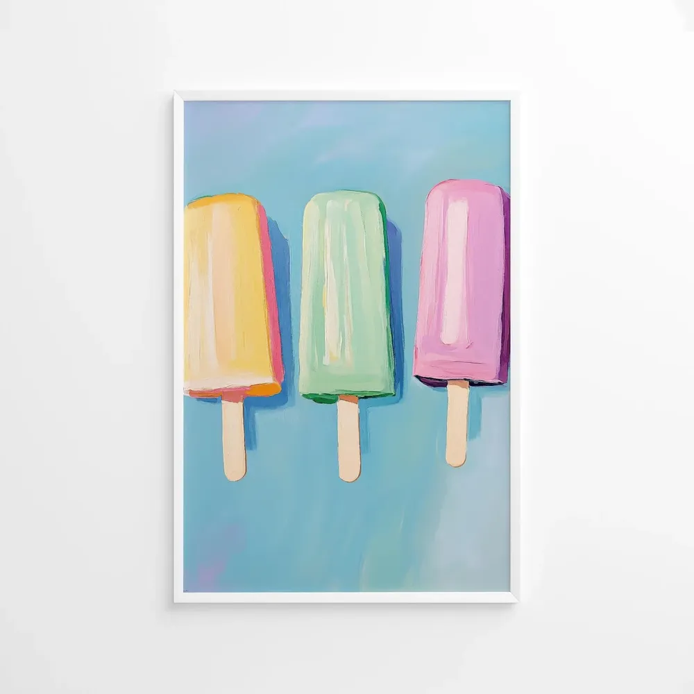 Pastel Popsicle Summer Food Art Print, Kids Room