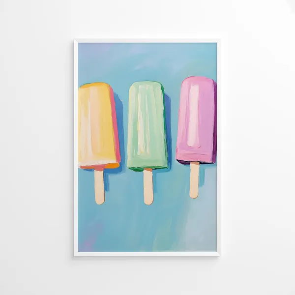 Pastel Popsicle Summer Food Art Print, Kids Room