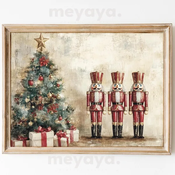 Christmas Nutcracker Vintage Holiday Poster Print