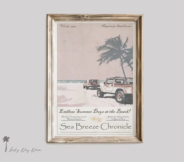 Buggy Beachside 1960s Vintage Magazine Cover Art Print