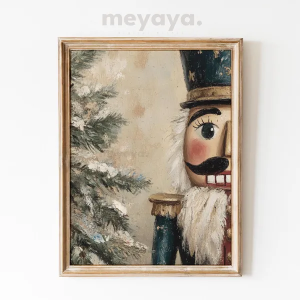 Nutcracker Painting Vintage Christmas Art Print