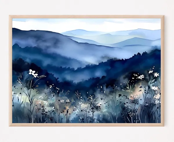 Blue Ridge Mountain Watercolor Travel Poster