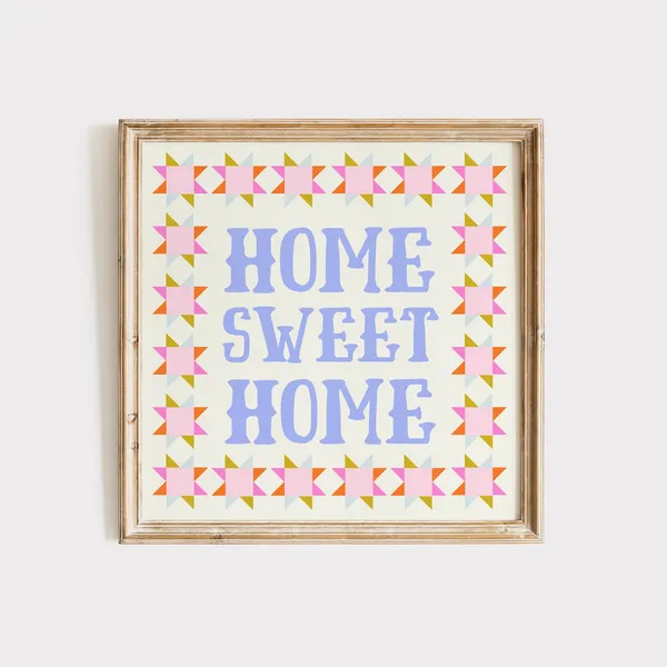 Home Sweet Home Quilted Square Art Print